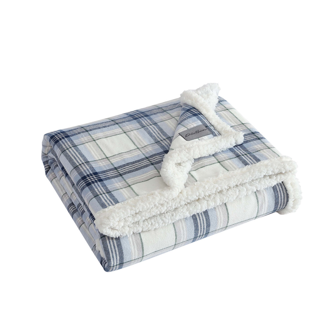 Eddie Bauer Printed Flannel/Sherpa Throw Blankets